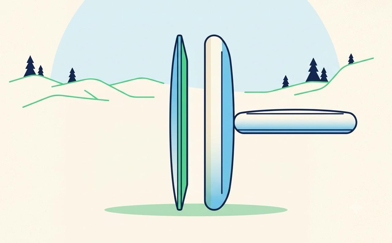 Side-by-side comparison of a thin-rimmed and thick-rimmed disc golf disc
